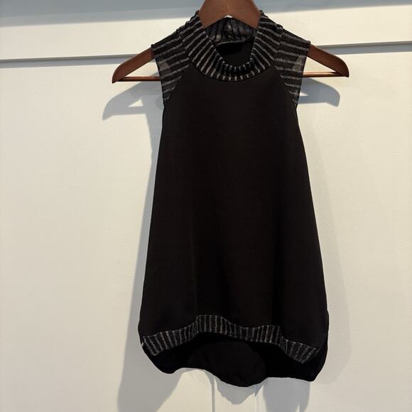 Zara Tops - Zara Tank Women Medium Black Silver Drape Hi Low Hem Portugal Minimalist Capsule